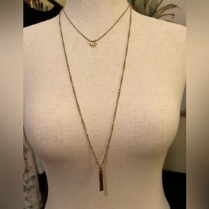 Nine West Layered Gold Bar Pendant Necklace NWOT